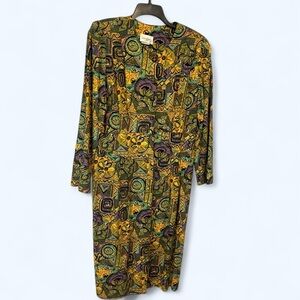 Vintage Artsy colorful psychedelic print ladies dress size 17/18